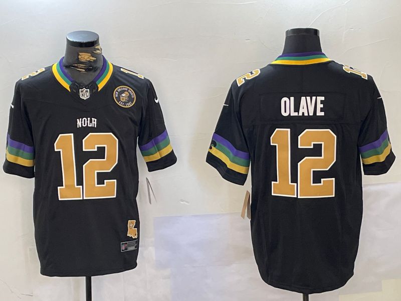 Men New Orleans Saints #12 Olave Black Three generations 2024 Nike Vapor Limited NFL Jersey style 3->new york giants->NFL Jersey